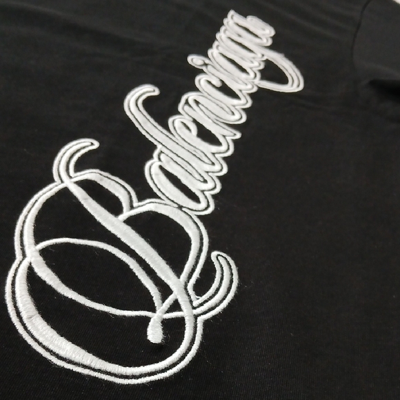 Balenciaga Black Tee with Embroided White Script - Picture 2 of 4
